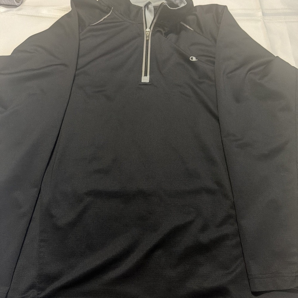 Champion Mens XL Black Quarter Zip Pullover Long Sleeve Active Top T2180-ERJ